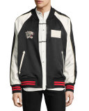 Paradise Leopard Souvenir Bomber Jacket, Black/White