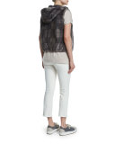 Jewel-Neck Slim-Fit Satin Tank, Lotus