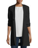 Structured Silk Notched-Collar Long Jacket