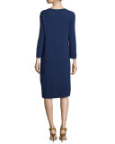 Sand-Stitched Zip-Pocket Shift Dress