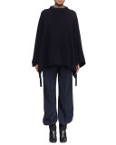 Funnel-Neck Poncho, Navy