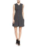Pleated V-Neck Knit Dress