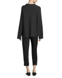 Ribbed Wool-Cashmere Funnel-Neck Sweater