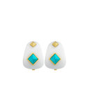 Weekend White Agate Earrings with Turquoise Studs