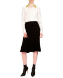 Jones Bias-Cut Flounce-Hem Skirt, Black