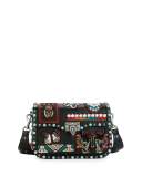 Rockstud Rolling Beaded-Patch Medium Shoulder Bag, Multi