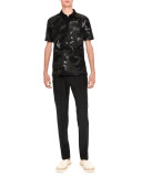 Tapered-Leg Drawstring Trousers, Black