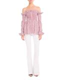 Five-Pocket Flare-Leg Jeans, White