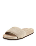 Monili Flat Slide Sandal, Gold