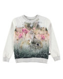 Regine Rabbit Pullover Sweatshirt, Snow, Size 3-8