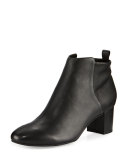 Betsy Leather Block-Heel Bootie, Black