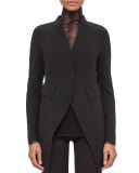 Peaked-Hem Long Jacket, Black