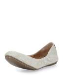 Molly Metallic Cracked Suede Ballet Flat, Beige