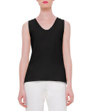 Sleeveless Silk Georgette Shell, Black