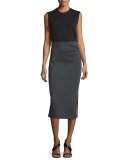 Ellis Sleeveless Jersey Dress, Black/Gray
