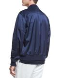 Washed Satin Bomber Jacket, Navy