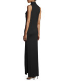 The Cady Button-Front Voile Maxi Dress, Black