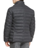Quilted Wool-Blend Blazer Jacket, Anthracite