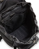 Men's Leather & Nylon Backpack, Black