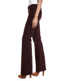 Ginger Flare-Leg Corduroy Pants, Wine