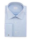 Diagonal-Stripe French-Cuff Dress Shirt, Blue 