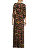 Armand Floral-Print Long Slit-Front Maxi Dress