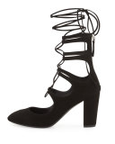 Bebe Suede Lace-Up 85mm Pump, Nero