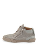 Men's Suede Mid-Top Sneaker, Light Gray