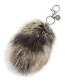 Fox-Fur Tail Charm for Handbag, Black/Multi