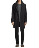 Jersey Mix-Stitch Long-Sleeve Henley T-Shirt, Heather Carbon