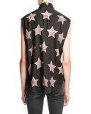 Bleached-Star Sleeveless Shirt, Black