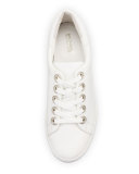 Halle Crystal Leather Sneaker, Optic White