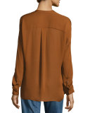 Silk Georgette Split-Neck Blouse