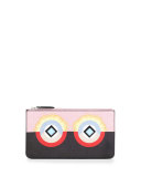 Monster Flat Zip Pouch Bag, Pink/Black