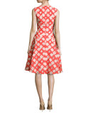 Sleeveless Godet A-Line Dress, Coral/Blush