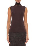 Sleeveless Slash-Detail Turtleneck, Date