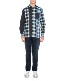 Contrast Waistband Skinny 5 Pocket Jeans, Blue