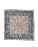 il Giardino di Sherazade Cashmere & Silk Scarf, Blue/Orange