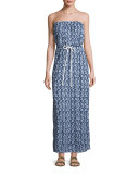 Pahala Sailboat-Print Strapless Maxi Coverup Dress