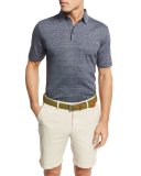 Needle-Stripe Linen-Cotton Polo Shirt
