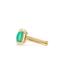 Châtelaine 18k Gold 14mm Chrysoprase Ring w/ Diamonds, Size 7