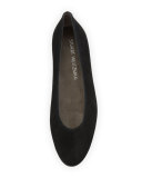 Chicflat Suede Almond-Toe Flat, Black