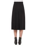 Faux-Wrap Skirt w/Pleated Back, Black