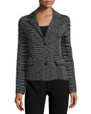 Space-Dye Two-Button Blazer, Black