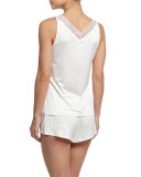 Sandra Lounge Tank W/Lace Trim, Off White 