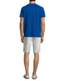 Slub Short-Sleeve V-Neck Tee, Vibrant Blue