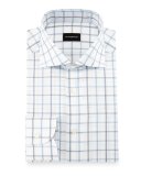 Box-Check Dress Shirt, White/Navy/Blue