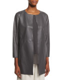 Fisher Project Draped Lightweight Leather Jacket, Bark