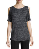 Show-Off Cold-Shoulder Tee, Black Heather