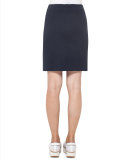 Waffle Jersey Pencil Skirt, Blue Denim/Black